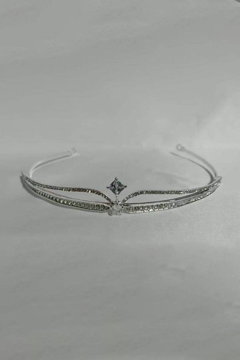 Silver Rhinestone Pearl Wedding Tiara