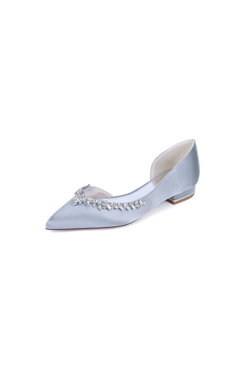Silver Satin High Heels with Crystal Embellishments 18448-11YK