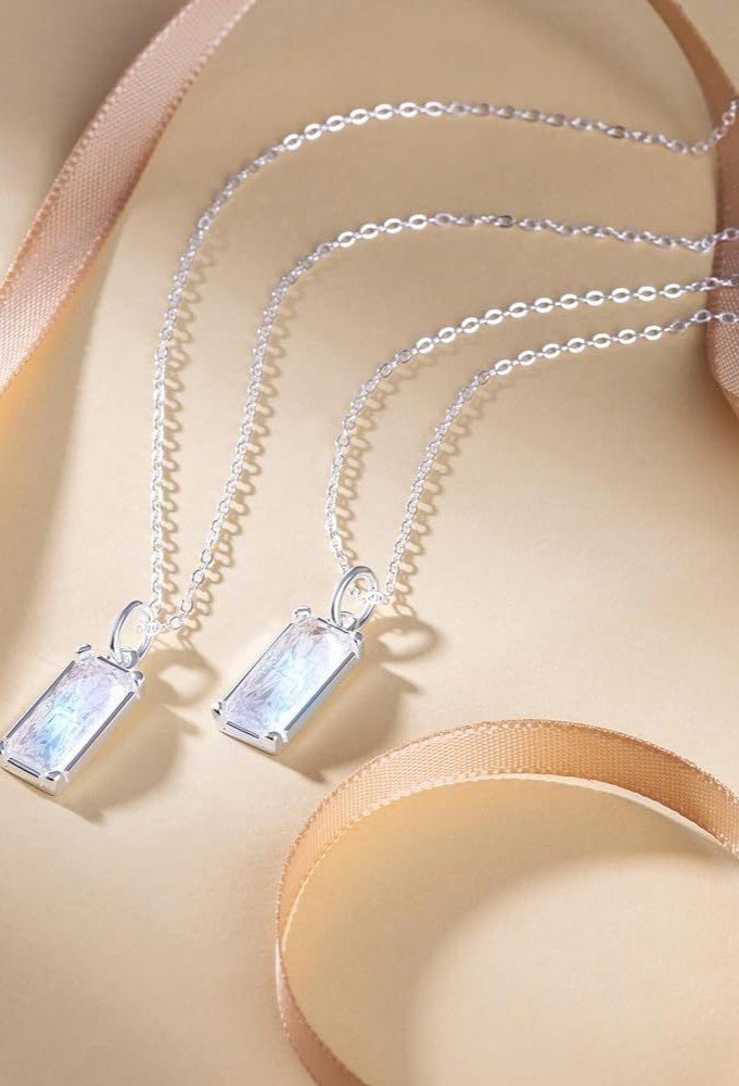 Silver Square Zircon Necklace