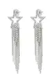 Silver Star Beaded Drop Tassel Earrings