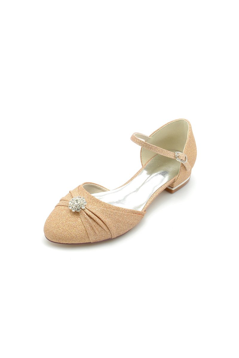 Gold Wedding Shoes with Rhinestone