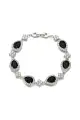 Black Rhinestone Zirconia Teardrop Tennis Bracelets(Black,One Size)