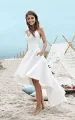 Simple High-low Spaghetti Straps Beach Wedding Dress With Ruching