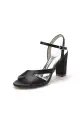 Simple Open Toe Block Heels with Ankle Strap(Black,US5)