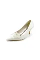 Simple Pointed Toe High Heels with Pearl Flower(Ivory,US5)