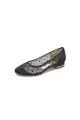 Simple Pointed Toe Mesh Slip-on Low Heels(Black,US6)