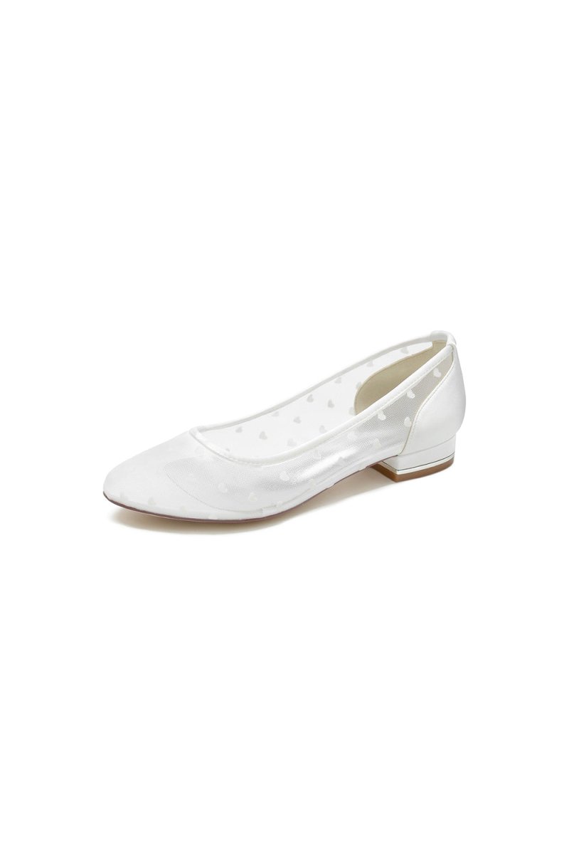 Simple Pointed Toe Mesh Slip-on Low Heels