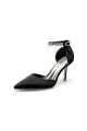 Pointed Toe Wedding Heels with Pearl Tassel(Black,US5)