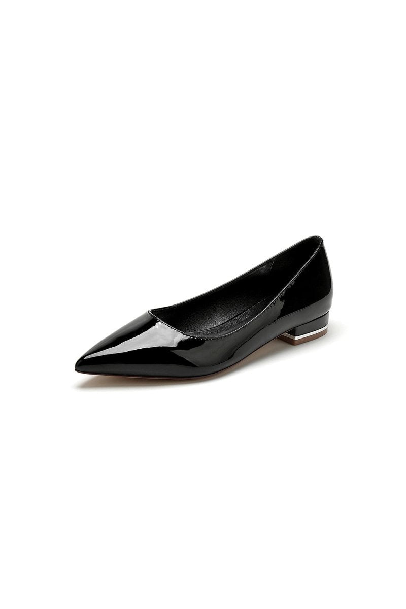 Simple Pointed Toe Slip-on Patent Leather Low Heels