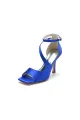 Simple Square Open Toe Ankle Strap Satin Prom Shoes