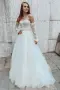 Sleeves Sweetheart A-line Lace Detachable Sleeves Lace Wedding Dress(Diamond White,2)