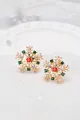 Snowflake Gold Earrings Rhinestones