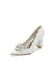 Sparkle Pointed Toe Glitter Chunky Heels With Rhinestone