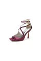 Square Open Toe Hollow Out Satin Stiletto Heels