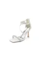 Square Open Toe Pearl Satin Stiletto Heels