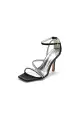 Square OpenToe Beaded Ankle Strap Satin Stiletto Heels