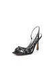 Square PeepToe Beaded Lace Wedding Shoes(Black,US6)