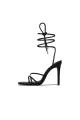 Squared Open Toe Strappy Silhouette Ankle Wrap Women Heeled Sandal