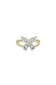 Sterling Silver Marquise Shape Butterfly Ring(Gold,One Size)