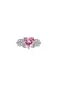 Sterling Silver Pink Heart Zircon Luxury Half Setting Ring