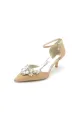 Stiletto Heel Glitter Crystal Wedding Shoes with Rhinestone(Champagne,US5)