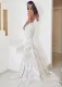 Straps Mermaid Wedding Dresses Lace Appliqued Bridal Gowns(White-Nude,2)