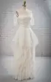 Stunning Illsion Neck Half-sleeved Ruffled Dress With Removable Embriodery Peplum
