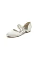 Sweet Round Toe Retro Pearl Strap  Low Heels(Ivory,US5)