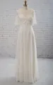 Sweetheart A-line Chiffon Dress With Half-sleeved Illusion Bodice
