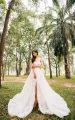 Sweetheart A-Line High Front  Split Lace Appliques Formal Wedding Dress(Diamond White,2)