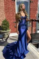 Violette | Sweetheart Mermaid Royal Blue Satin Long Prom Dresses with Slit