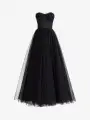 Talia | Black A Line Sweetheart Corset Tulle Prom Dress with Slit