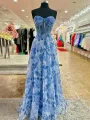 Tauri | Strapless Printing Sweetheart Beads A-Line Prom Dress