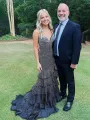 Topaz | Black V Neck Mermaid Long Prom Dress With Beading