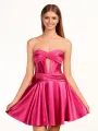 Tricia | A-line Strapless Fuchsia Pleated Homecoming Dress with Keyhole