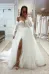 Tulle A-Line Sweetheart Detachable Long Sleeve Lace Applique With Side Slit Wedding Dress