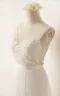 A-Line Tulle Lace V Neck Wedding Dress With Sweep Train(Diamond White,2)