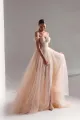 Tulle Prom Dress A-Line Long Shining Beads Prom Gown