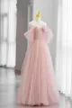 Adalee | Pink Tulle Floor Length Prom Dress. Cute A-Line Evening Party Dress