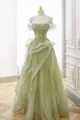 Nellie | Green Tulle Lace Long Prom Dress with Corset. Green Formal Party Dress