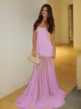 Valeska | Yellow Strapless Chiffon Mermaid Long Prom Dresses(Lavender,2)