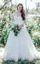 Vintage Lace Tulle Bateau Ball Gown Court Train Wedding Dress with Appliques