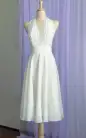 Sebella | Vintage Tea-Length Chiffon Wedding Dress With Halter Neck and Bow