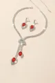 Vintage Teardrop Gemstone Necklace And Earrings Set