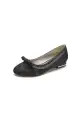 Lace Flats Sandal with Bow Bridal(Black,US5)
