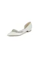White Ballet Flats with Crystal Accent