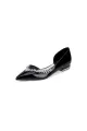 White Ballet Flats with Crystal Accent(Black,US5)