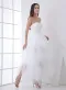 White Classic Strapless Satin High Low Wedding Dress(Diamond White,2)