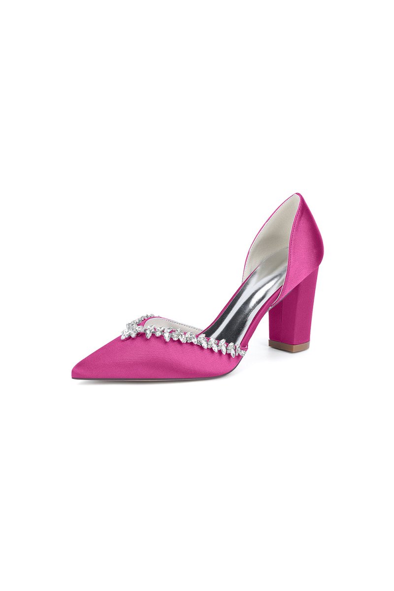 Fuchsia High Heels with Sparkling Crystal Embellishments