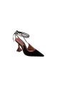 White Lace Up High Heel Sandals(Black,US5)